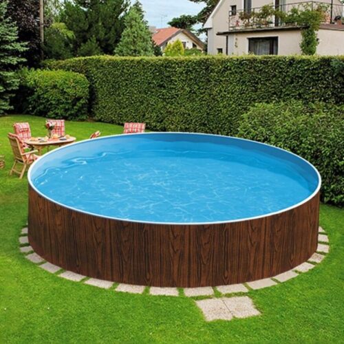 PISCINA EM AÇO AZURO WOOD IMITAÇAO DE MADEIRA
